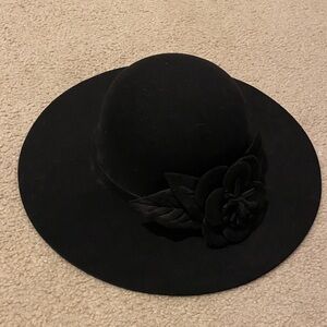 Chic Black Women's Hat with Floral Detail